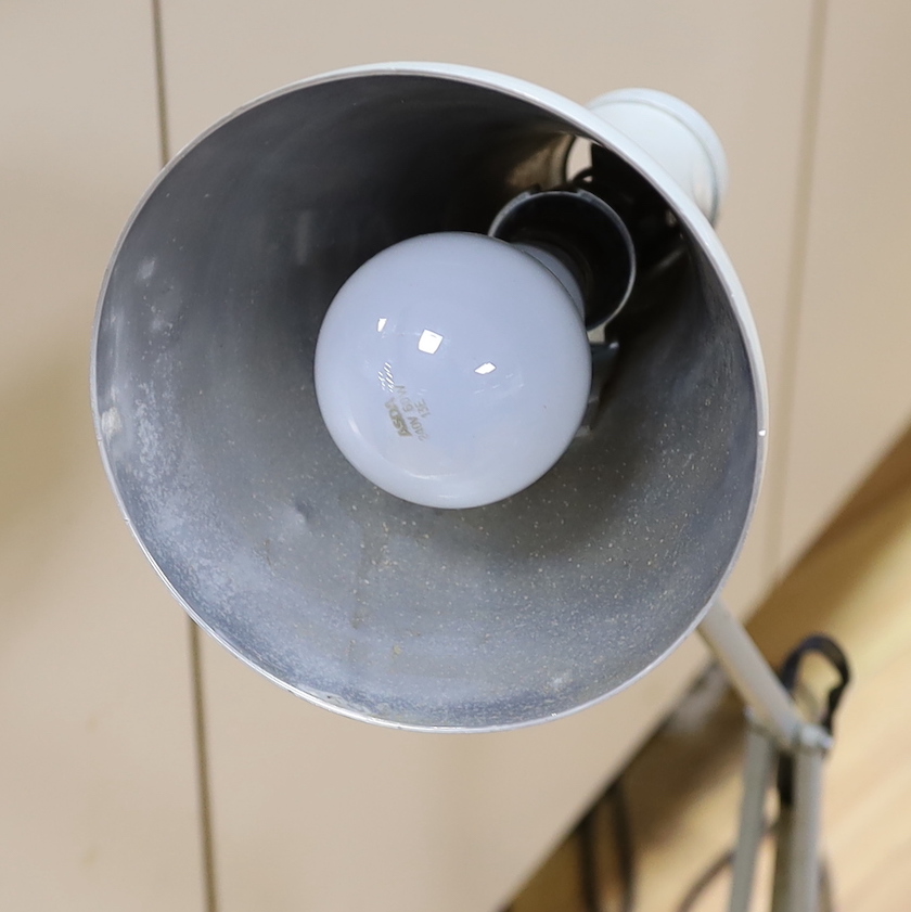 A grey anglepoise lamp